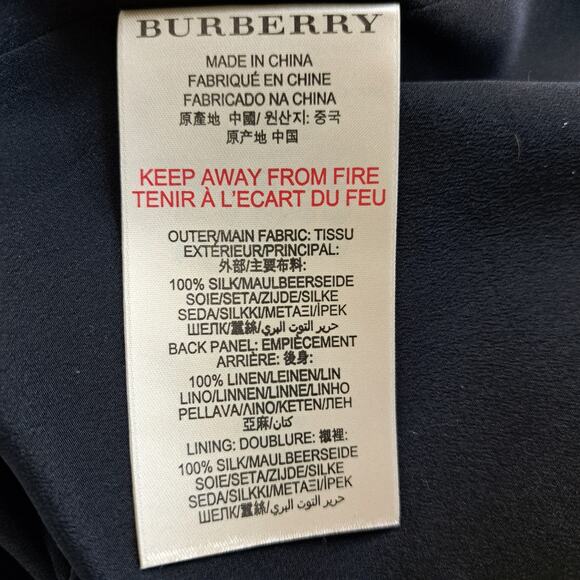 BURBERRY BRIT Black Cece Pleated Georgette Silk Linen Knit Midi Dress Size 4 - Picture 9 of 13